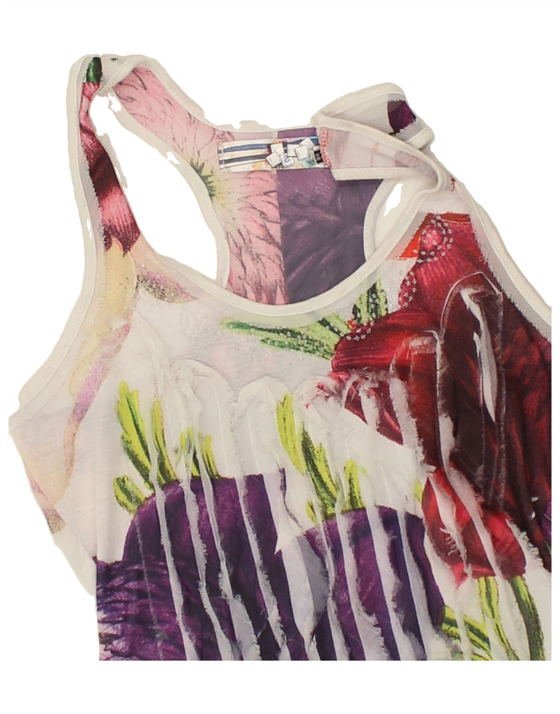 DESIGUAL Womens Sleeveless Blouse Top UK 6 XS Multicoloured Floral | Vintage Desigual | Thrift | Second-Hand Desigual | Used Clothing | Messina Hembry 