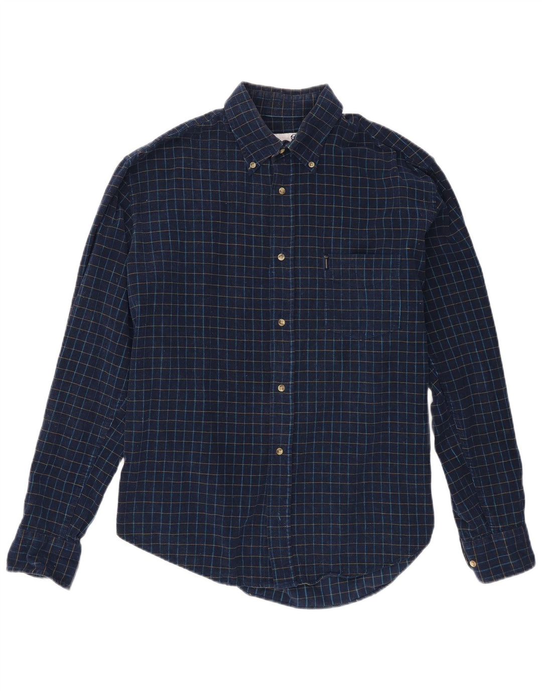 Sergio Tacchini Mens Shirt Large Navy Blue Check Cotton