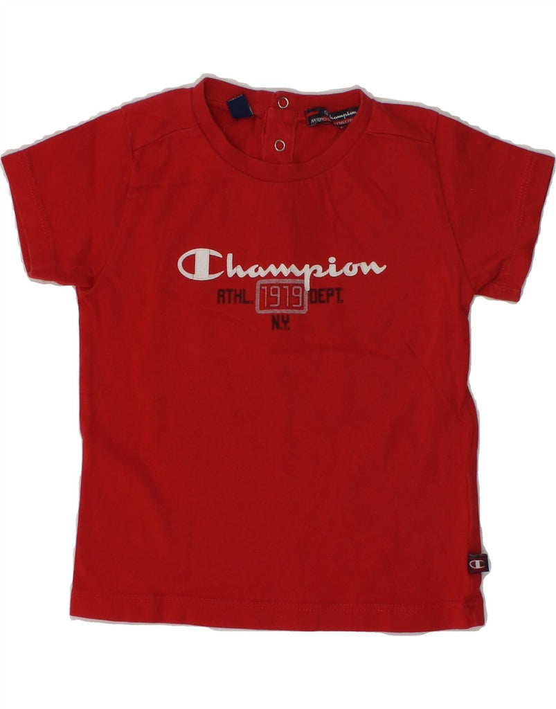 CHAMPION Baby Girls Graphic T-Shirt Top 6-9 Months XS  Red | Vintage Champion | Thrift | Second-Hand Champion | Used Clothing | Messina Hembry 