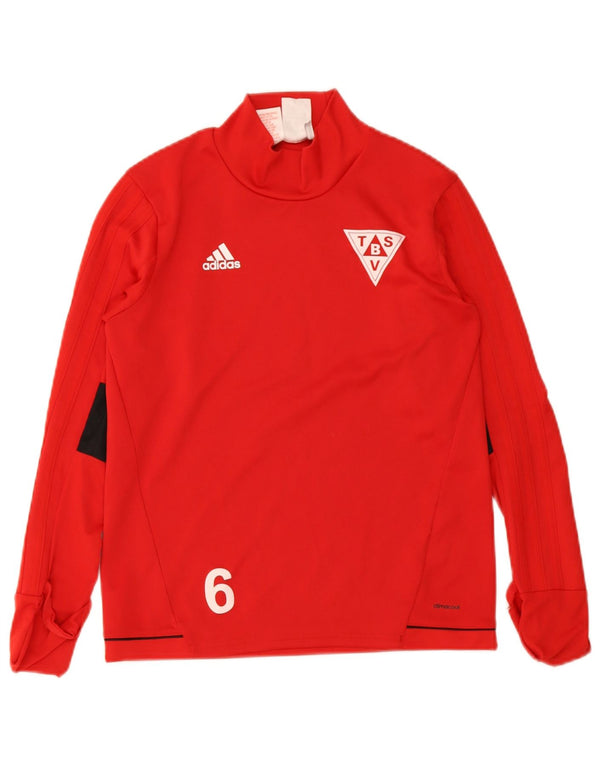 Adidas Boys Climacool Graphic Top Long Sleeve 11-12 Years Red Colourblock