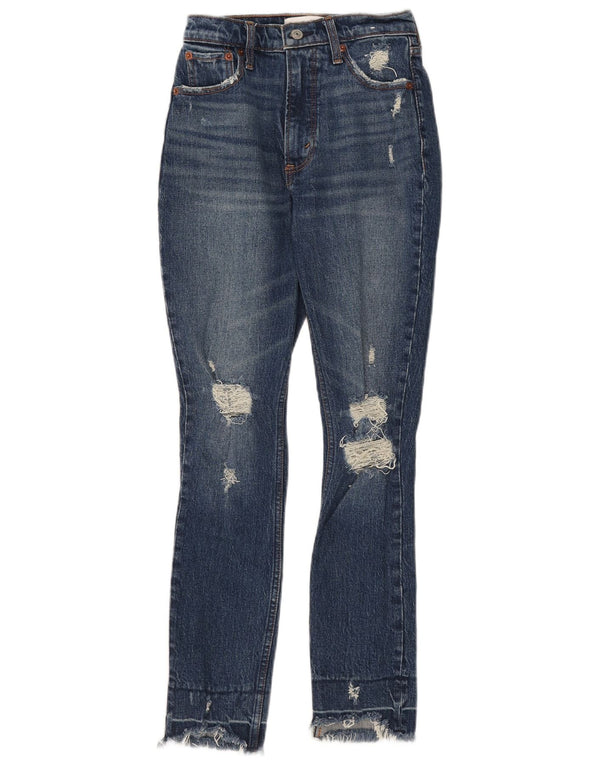 Abercrombie & Fitch Womens Distressed Skinny Jeans US 00 2XS W24 L27 Blue