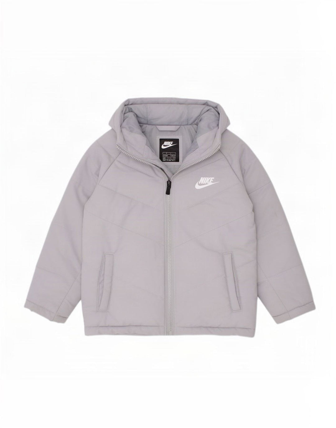 Nike Boys Hooded Padded Jacket 5-6 Years Medium Grey Polyester