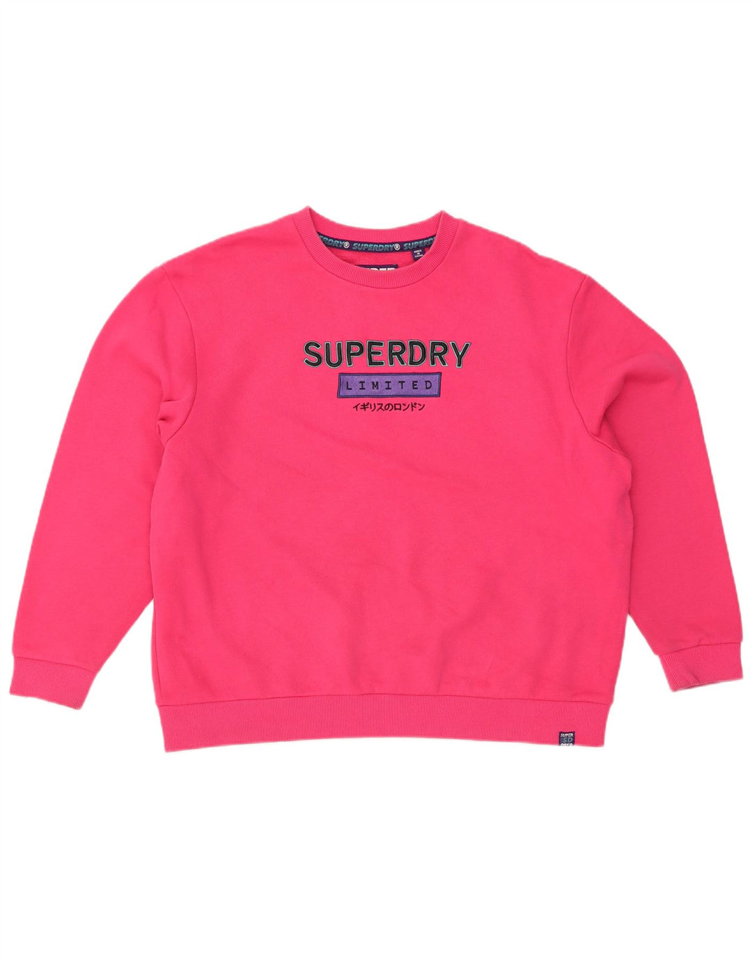 SUPERDRY Womens Oversized Graphic Sweatshirt Jumper UK 14 Large  Pink