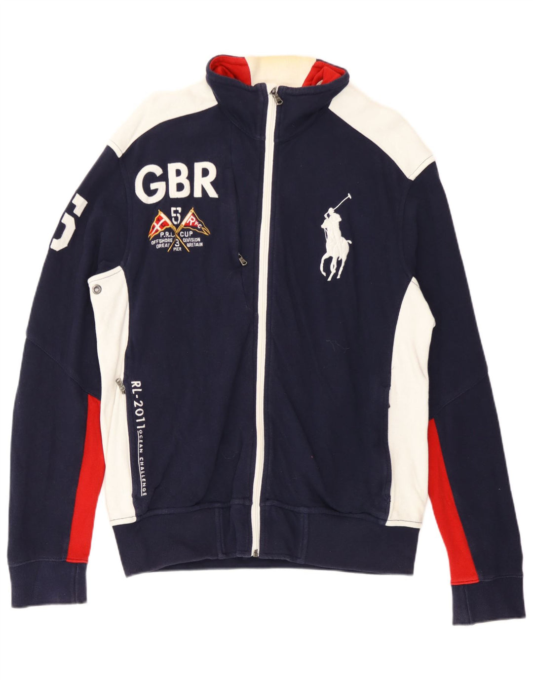 Polo Ralph Lauren Mens Tracksuit Top Jacket Medium Navy Blue Colourblock