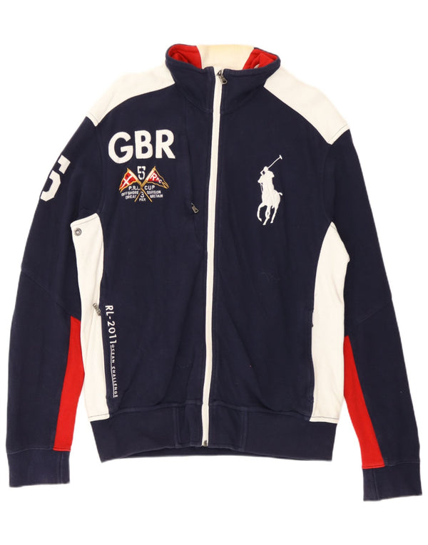 Polo Ralph Lauren Mens Tracksuit Top Jacket Medium Navy Blue Colourblock
