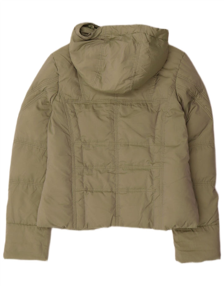 Maui and Sons Womens Hooded Padded Jacket UK 16 Large Khaki Polyamide