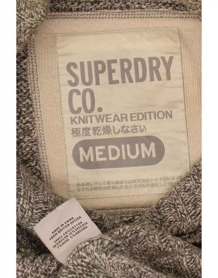 Superdry Mens Cardigan Sweater Medium Grey Cotton