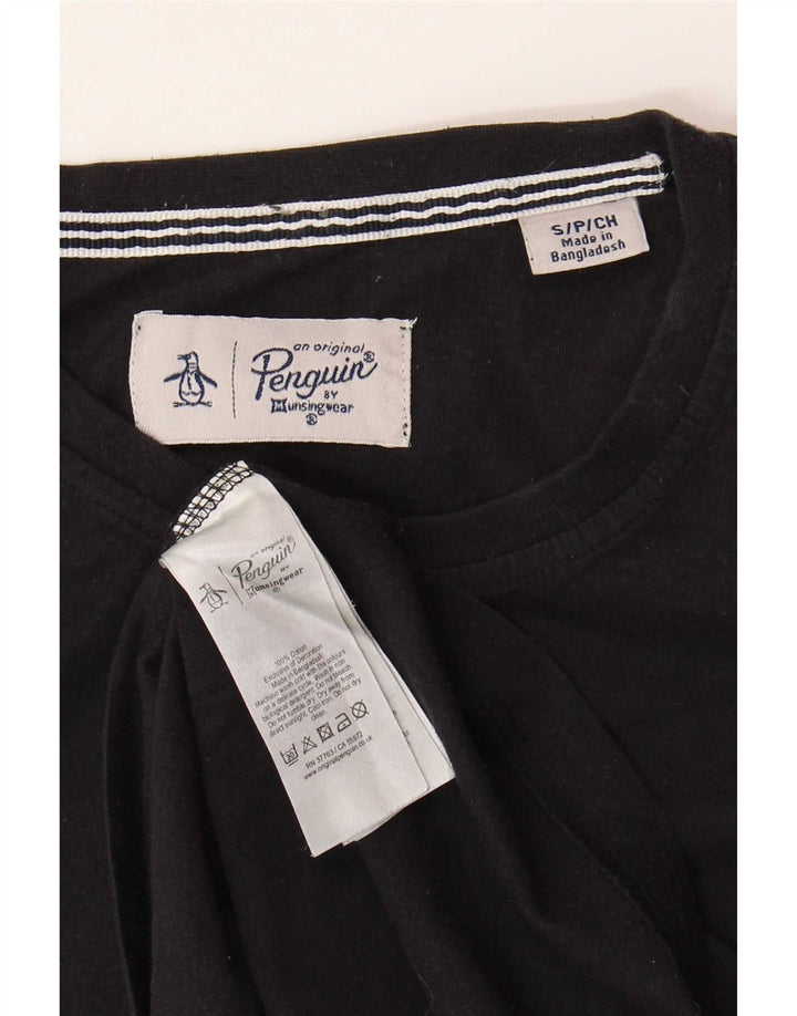 Penguin Mens Top Long Sleeve Small Black Cotton