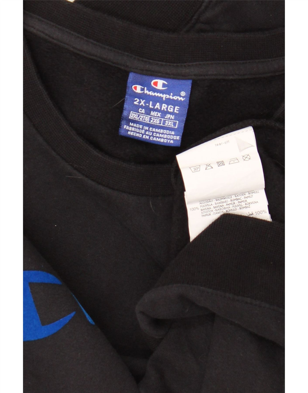 Champion Mens Graphic Sweatshirt Jumper 2XL Black Cotton
