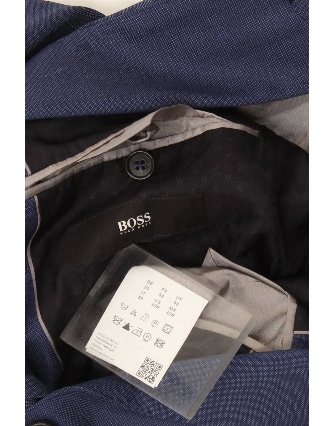 HUGO BOSS Mens 2 Button Blazer Jacket EU 50 Large Blue Wool