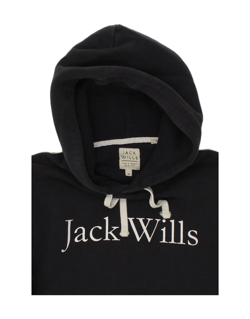 JACK WILLS Mens Graphic Hoodie Jumper XS Navy Blue Cotton | Vintage Jack Wills | Thrift | Second-Hand Jack Wills | Used Clothing | Messina Hembry 