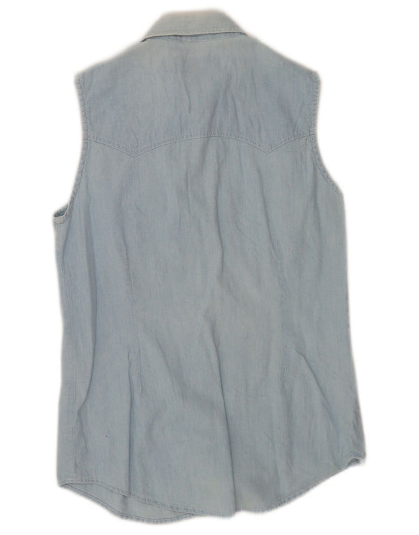 Lee Womens Sleeveless Denim Shirt UK 10 Small Blue Cotton