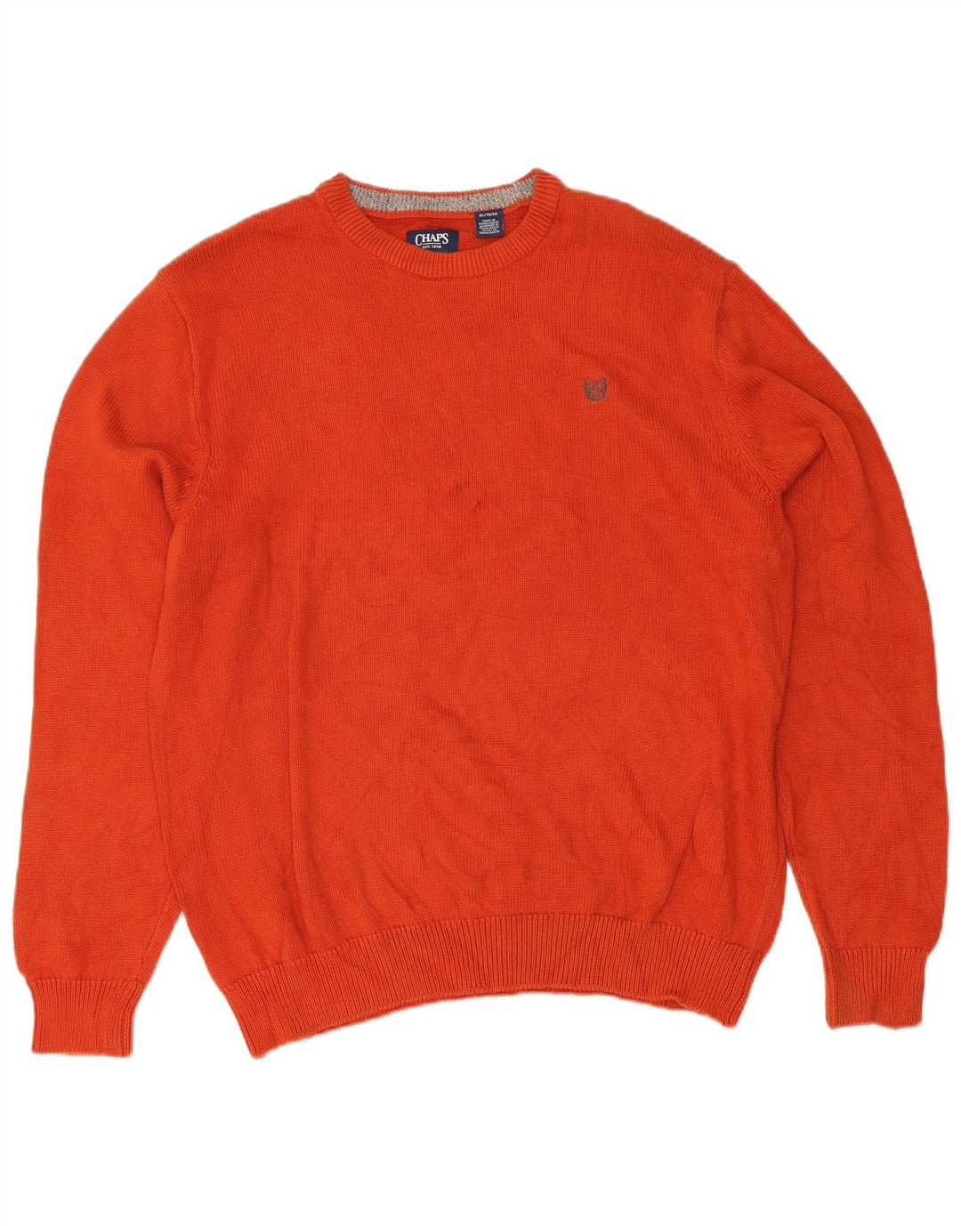 Chaps Mens Crew Neck Jumper Sweater XL Orange Cotton