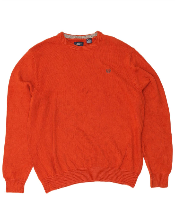Chaps Mens Crew Neck Jumper Sweater XL Orange Cotton