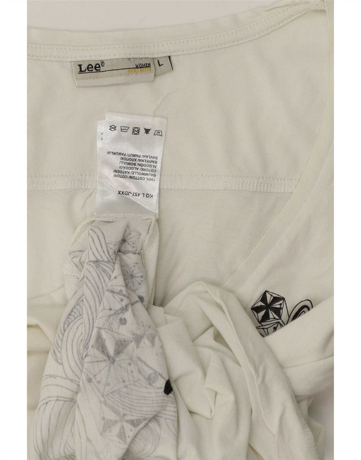 Lee Womens Top 3/4 Sleeve UK 16 Large White Cotton