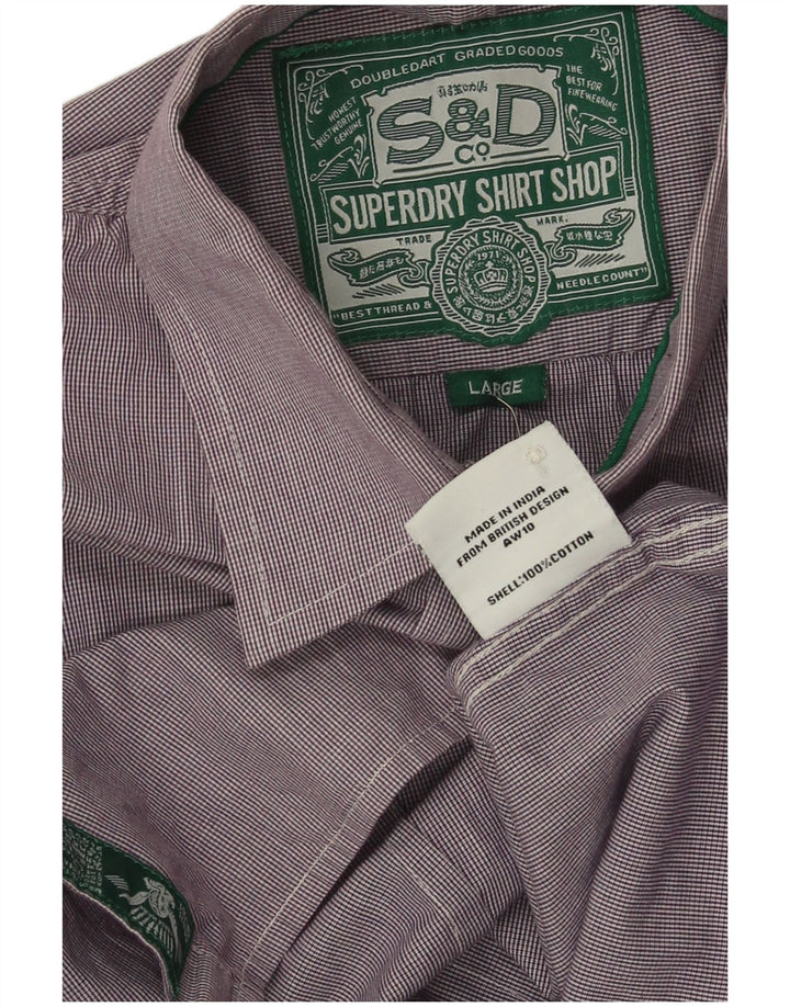 Superdry Mens Shirt Large Purple Check Cotton