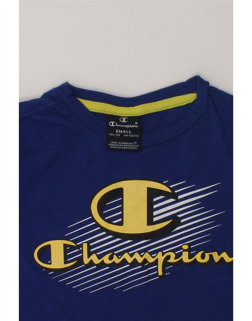 CHAMPION Boys Graphic T-Shirt Top 7-8 Years Small Blue Cotton | Vintage Champion | Thrift | Second-Hand Champion | Used Clothing | Messina Hembry 