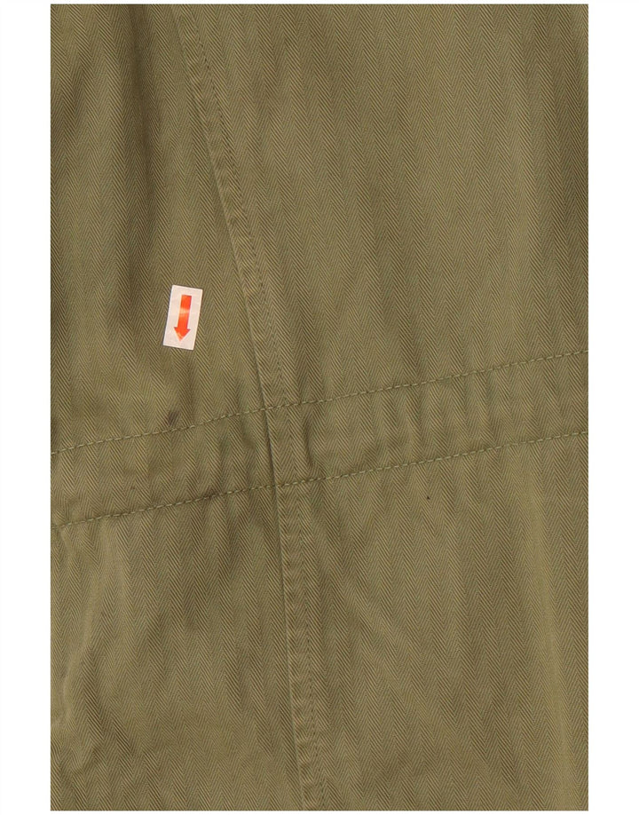 Superdry Womens Hooded Military Jacket UK 12 Medium Khaki Cotton