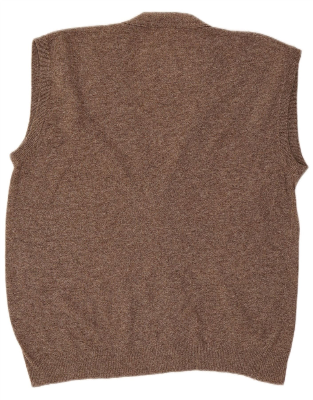 Vintage Mens Sleeveless Cardigan Sweater Large Brown Argyle/Diamond Wool