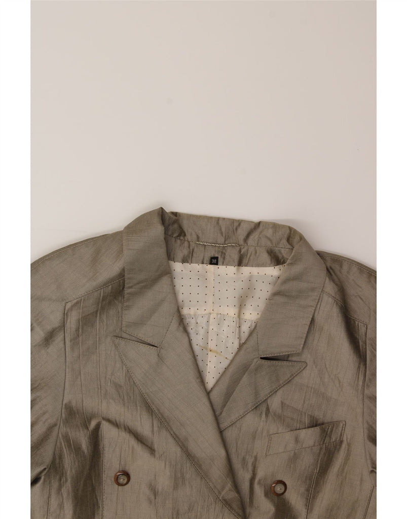 VINTAGE Womens Longline Double Breasted Blazer Jacket EU 38 Medium Grey Vintage Vintage and Second-Hand Vintage from Messina Hembry 