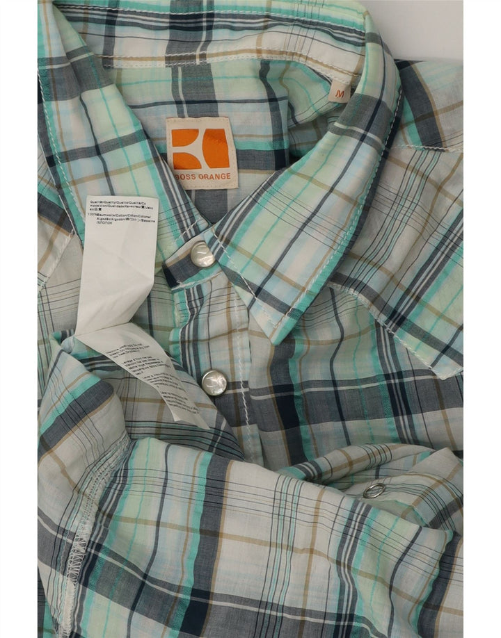 HUGO BOSS Mens Shirt Medium Blue Check Cotton