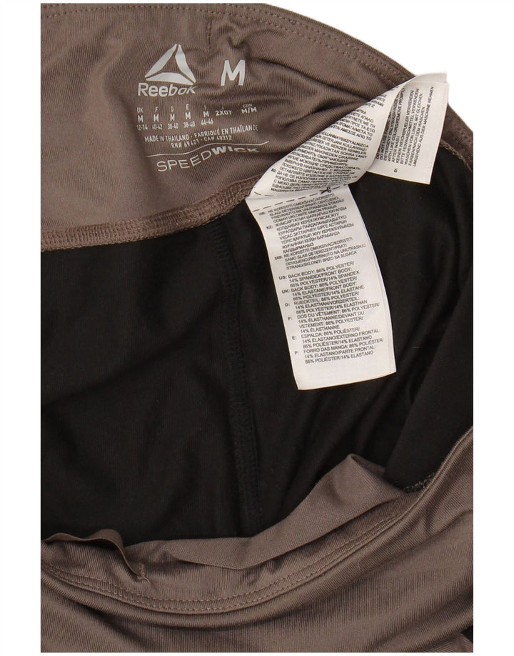 REEBOK Womens Graphic Leggings UK 12/14 Medium  Grey Colourblock Polyester