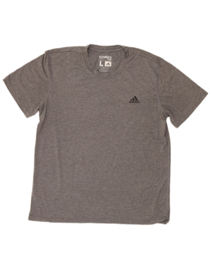 Adidas Mens Climalite T-Shirt Top Large Grey Flecked Polyester