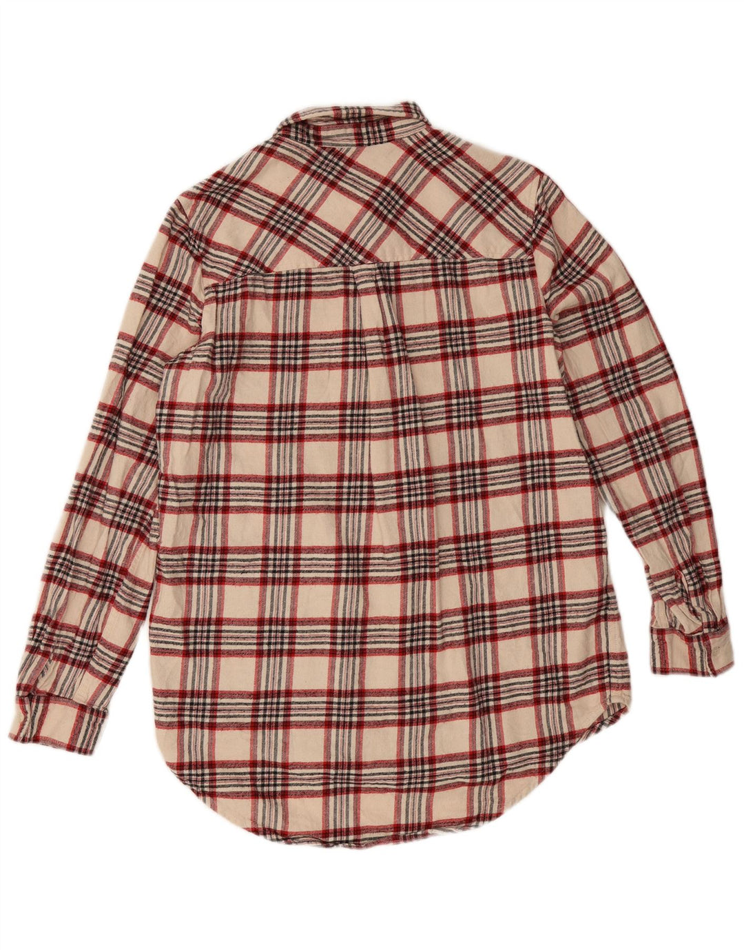 Marks & Spencer Womens Oversized Flannel Shirt UK 10 Small Beige Check