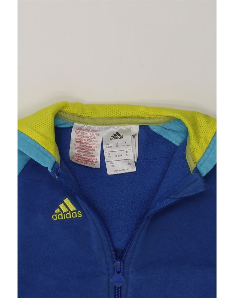 ADIDAS Baby Boys Graphic Zip Hoodie Sweater 18-24 Months Blue Colourblock | Vintage Adidas | Thrift | Second-Hand Adidas | Used Clothing | Messina Hembry 