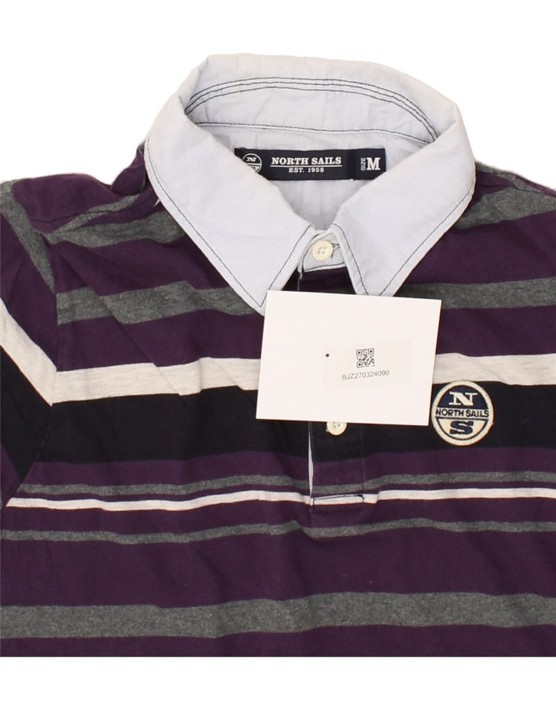 NORTH SAILS Mens Long Sleeve Rugby Polo Shirt Medium Purple Striped Cotton | Vintage North Sails | Thrift | Second-Hand North Sails | Used Clothing | Messina Hembry 