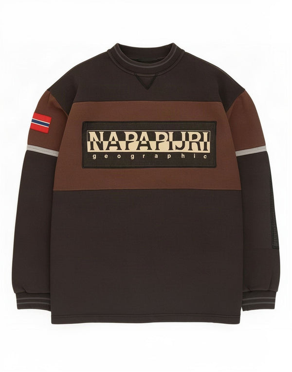 Napapijri Mens Geographic Sweatshirt Jumper Medium Black Colourblock