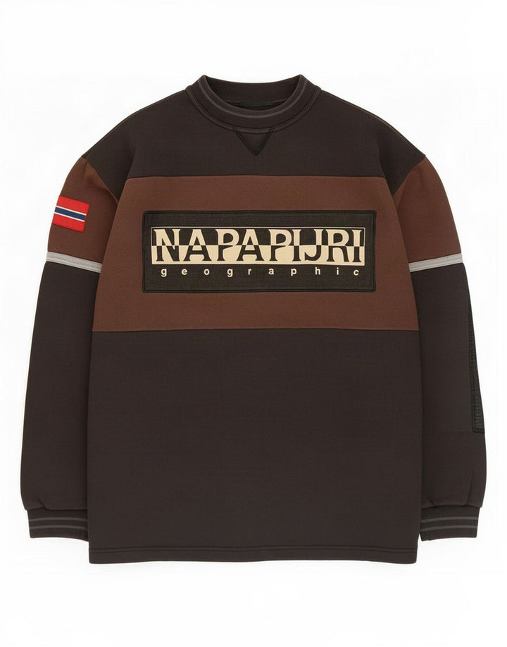 Napapijri Mens Geographic Sweatshirt Jumper Medium Black Colourblock