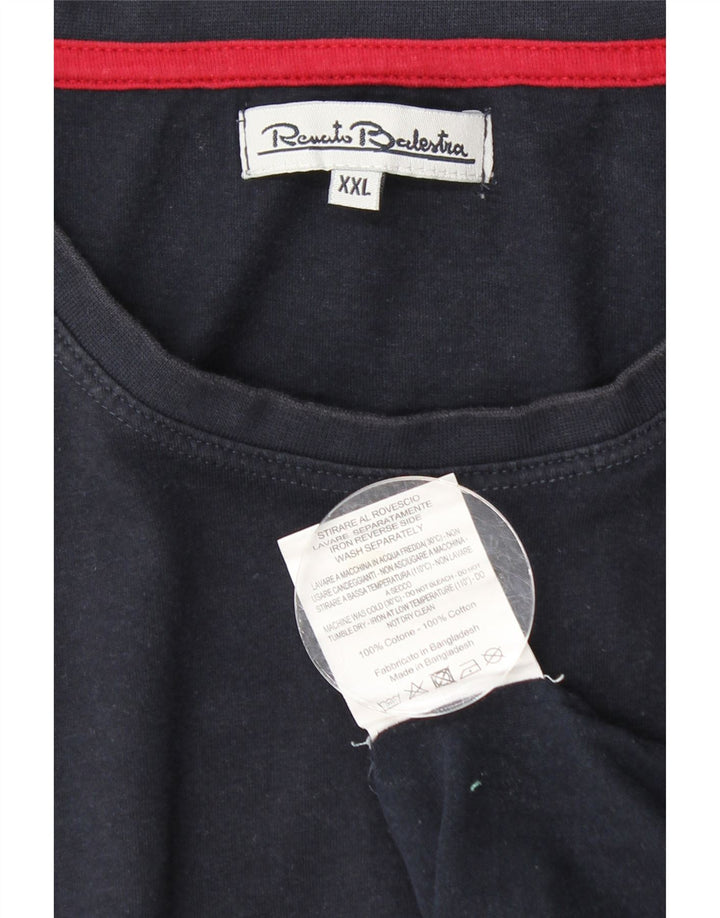 RENATO BALESTRA Womens T-Shirt Top 2XL Navy Blue Cotton