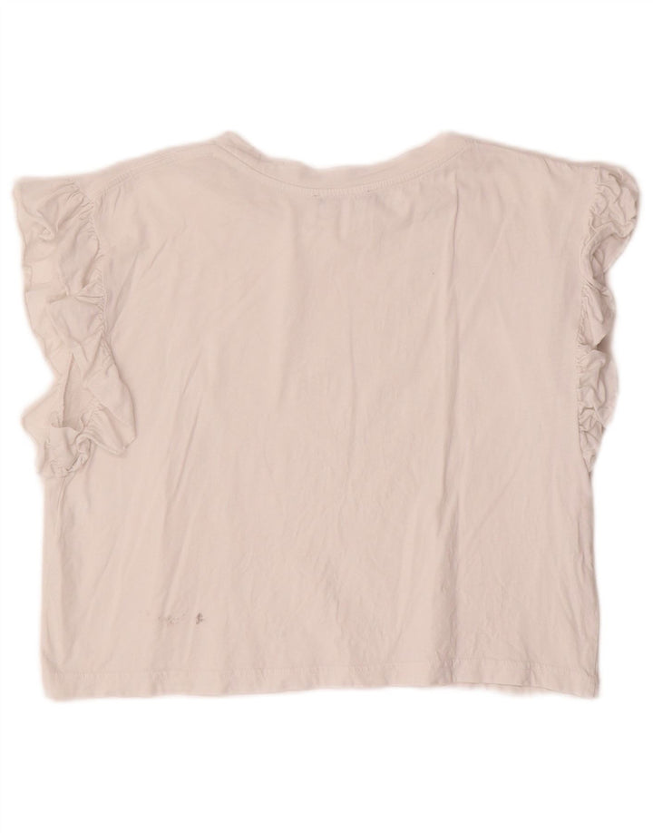 ZARA Womens Crop Blouse Top UK 10 Small Off White