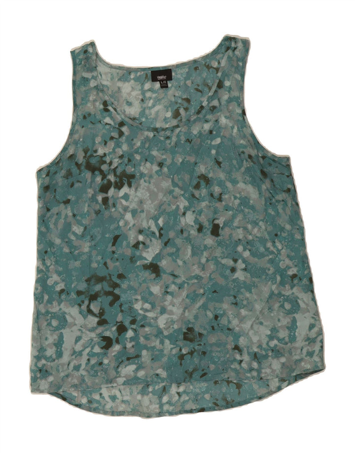 MOSSIMO Womens Abstract Pattern Vest Top UK 16 Large Blue Colourblock Vintage Mossimo and Second-Hand Mossimo from Messina Hembry 
