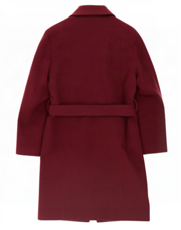 Marks & Spencer Womens Overcoat UK 12 Medium Burgundy Polyester