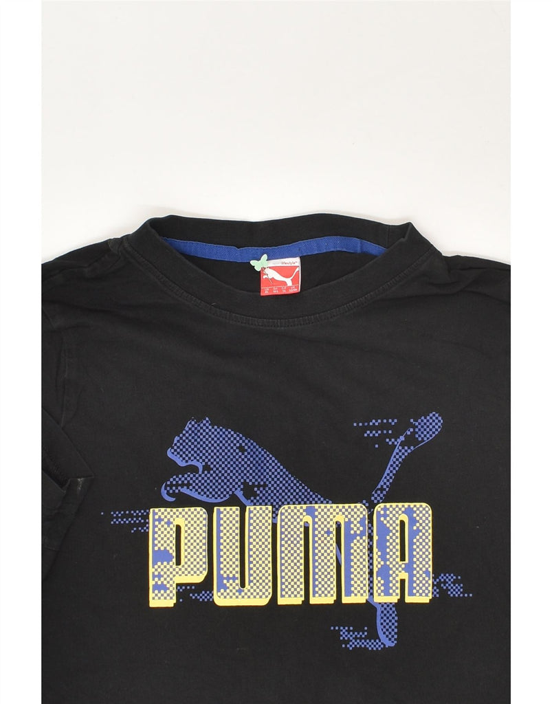 PUMA Girls Graphic T-Shirt Top 13-14 Years Black | Vintage Puma | Thrift | Second-Hand Puma | Used Clothing | Messina Hembry 