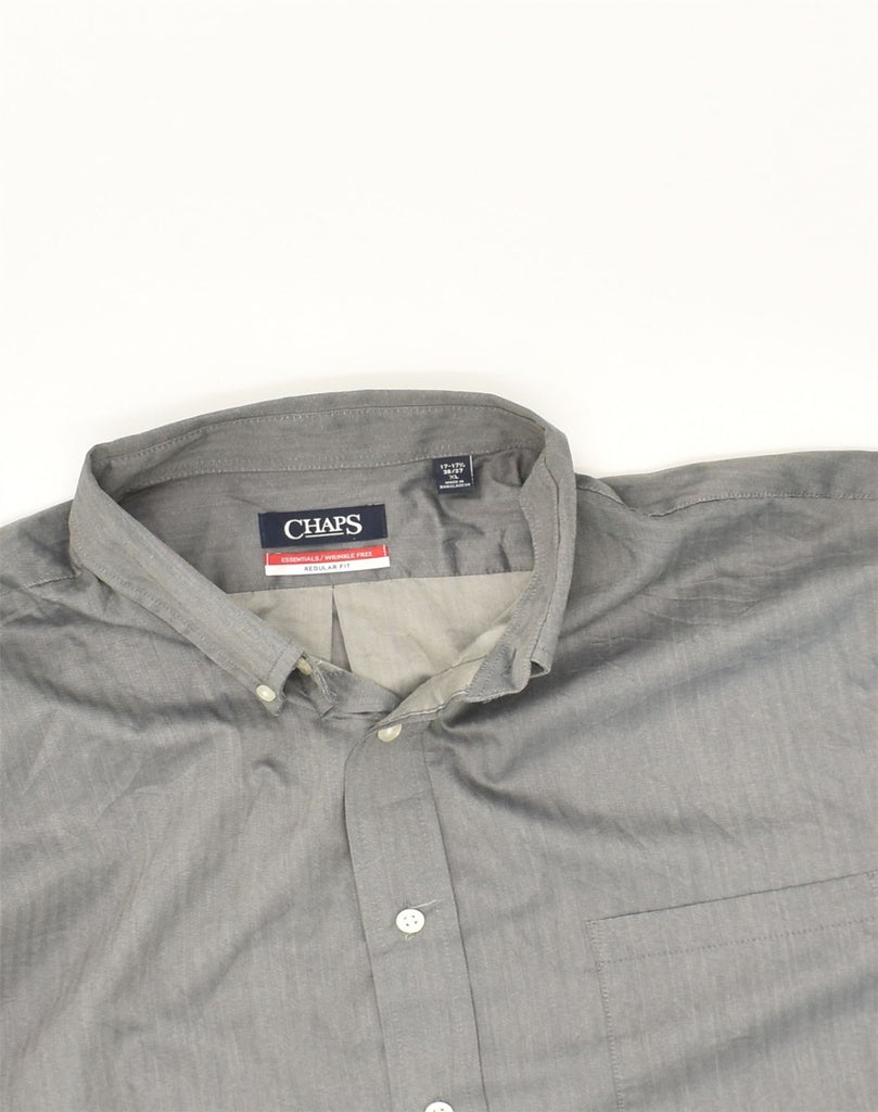 CHAPS Mens Regular Fit Shirt Size 17 17 1/2 XL Grey Cotton | Vintage Chaps | Thrift | Second-Hand Chaps | Used Clothing | Messina Hembry 