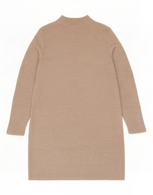 Marks & Spencer Womens Long Sleeve Jumper Dress UK 14 Large Beige Flecked
