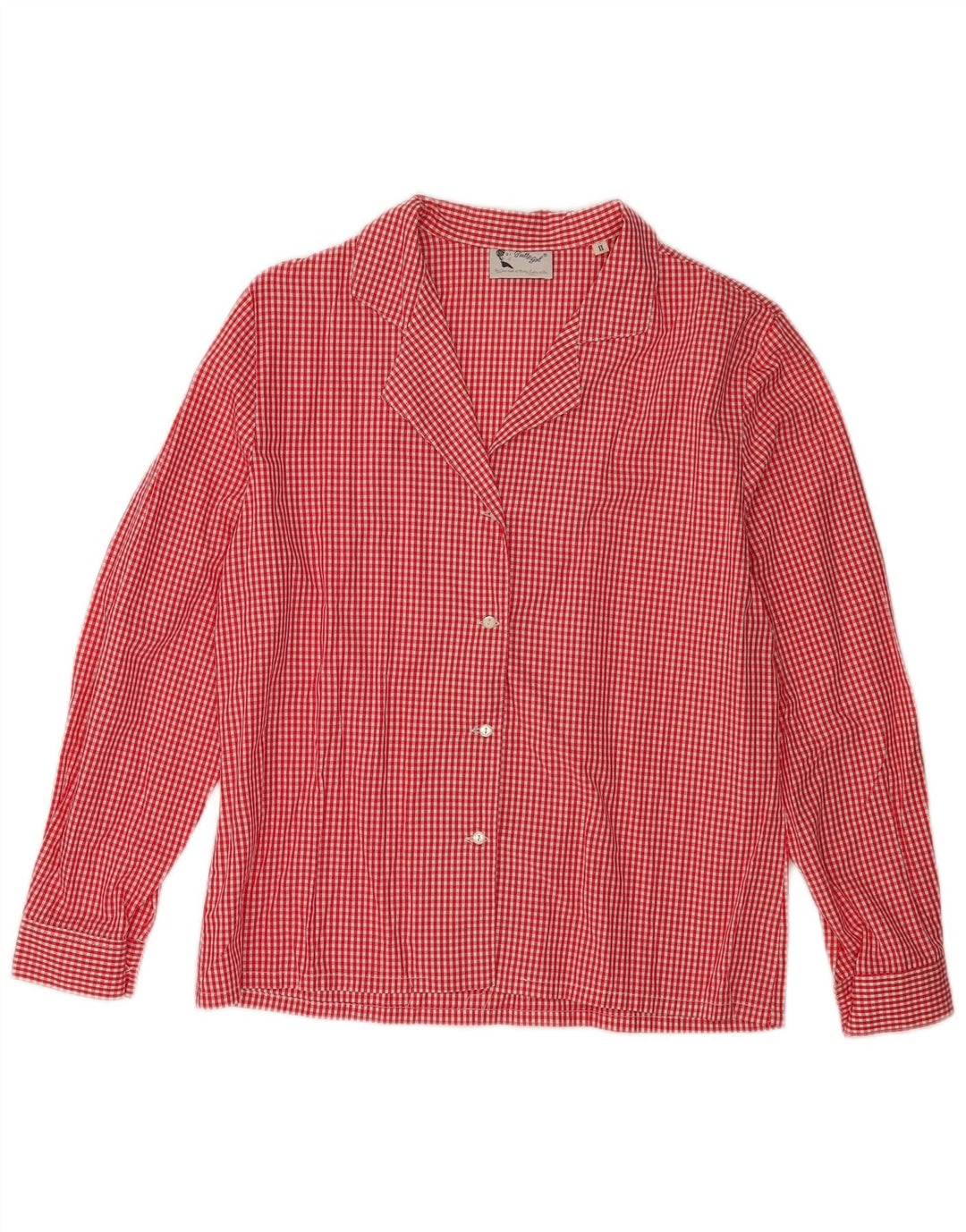 VINTAGE Womens Shirt UK 16 Large Red Gingham Cotton