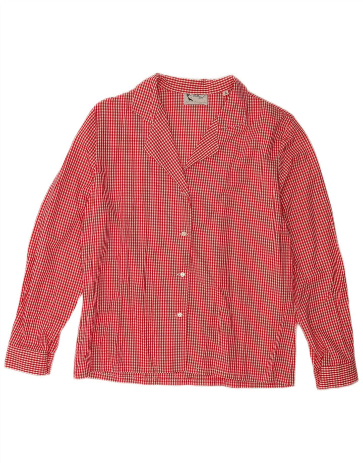 VINTAGE Womens Shirt UK 16 Large Red Gingham Cotton