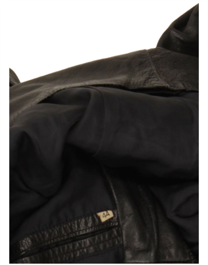 Vintage Womens Crop Leather Jacket IT 44 Medium Black