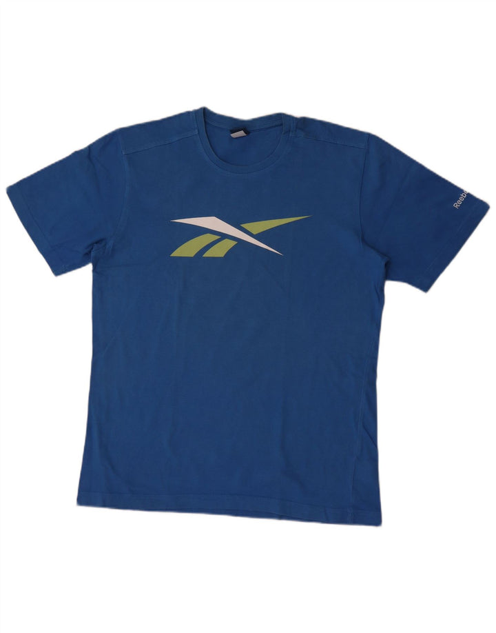 Reebok Mens Graphic T-Shirt Top Medium Blue Cotton