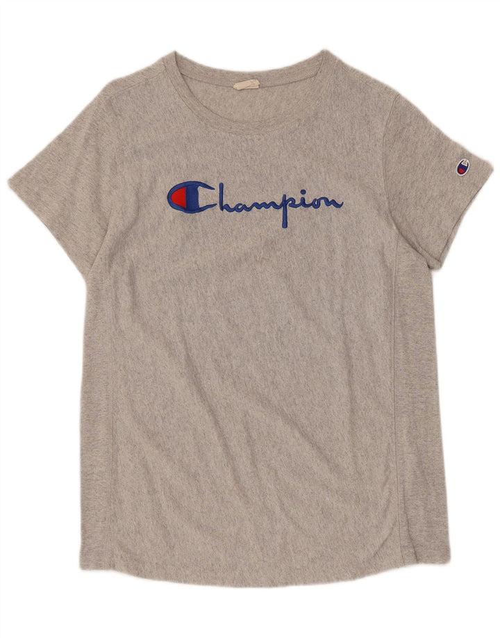 Champion Mens Graphic T-Shirt Top Large Grey Cotton