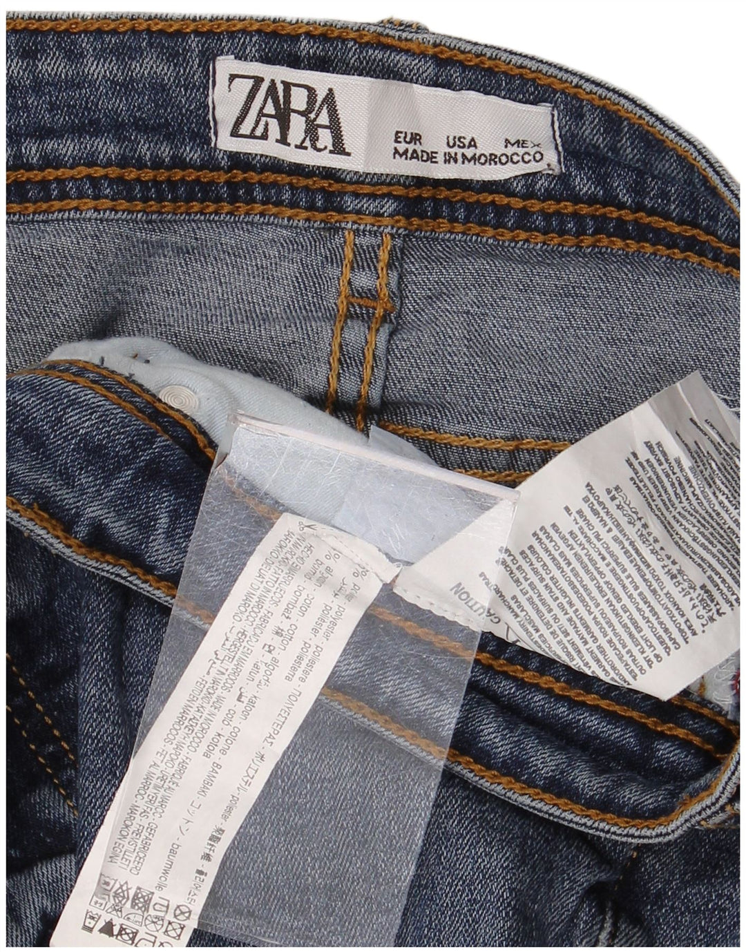 Zara Womens Distressed Slim Jeans W36 L28 Blue Polyester