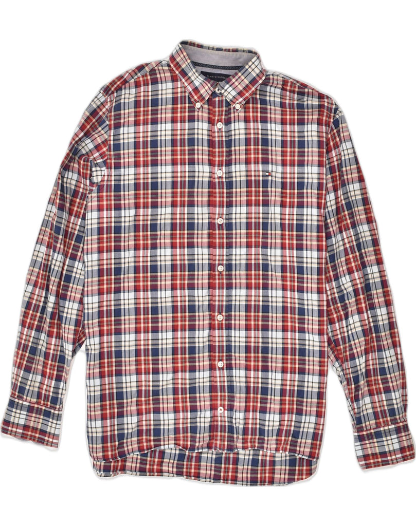 TOMMY HILFIGER Mens Custom Fit Shirt XL Red Check Cotton | Vintage Tommy Hilfiger | Thrift | Second-Hand Tommy Hilfiger | Used Clothing | Messina Hembry 