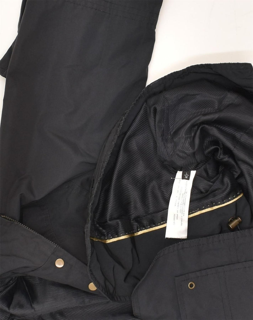 MASSIMO DUTTI Womens Hooded Windbreaker Jacket UK 14 Large Black Polyester | Vintage Massimo Dutti | Thrift | Second-Hand Massimo Dutti | Used Clothing | Messina Hembry 