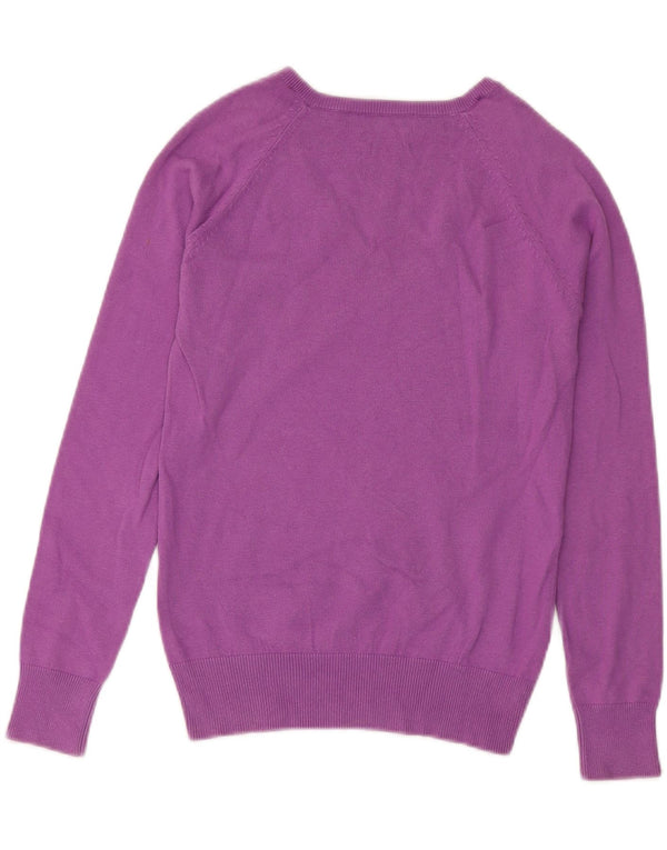 Zara Womens V-Neck Jumper Sweater UK 12 Medium Purple Cotton