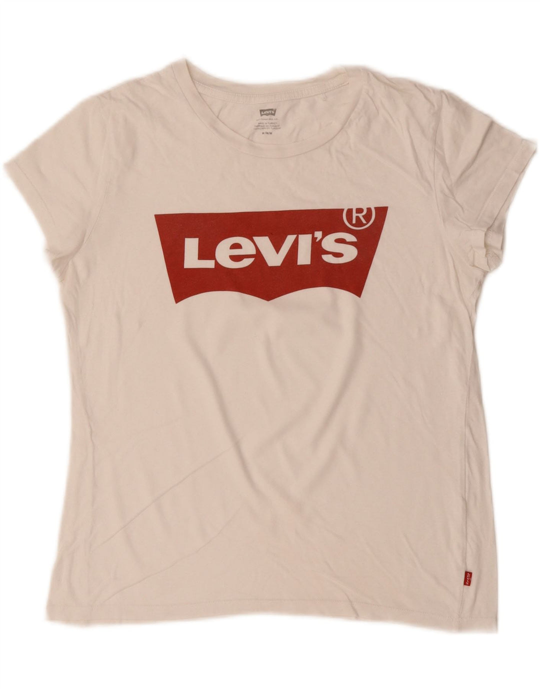 LEVI'S Womens Graphic T-Shirt Top UK 14 Medium White Cotton