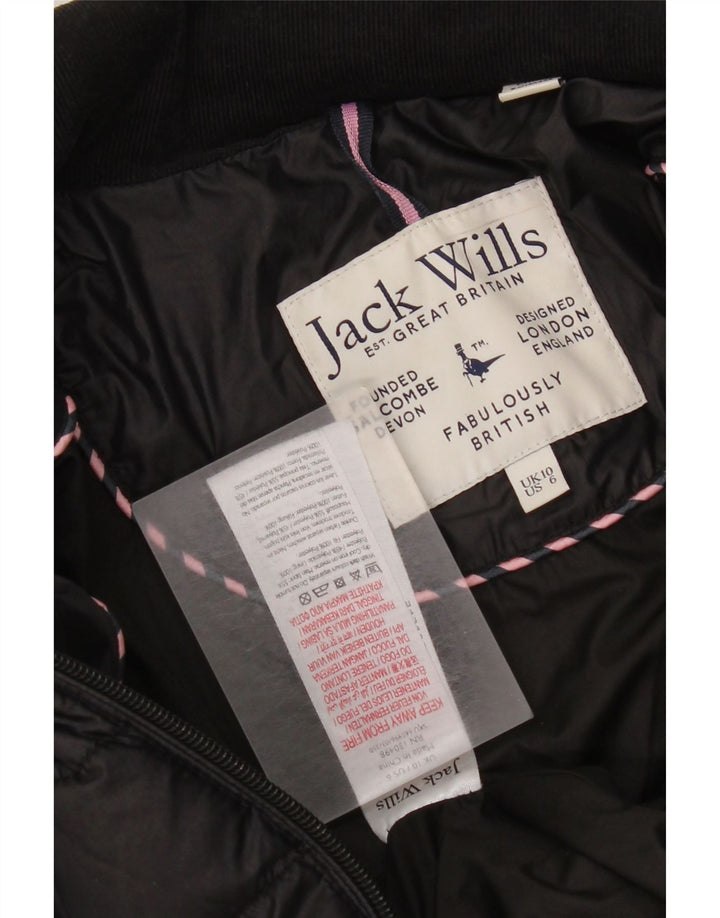 Jack Wills Womens Padded Jacket UK 10 Small Black Polyester